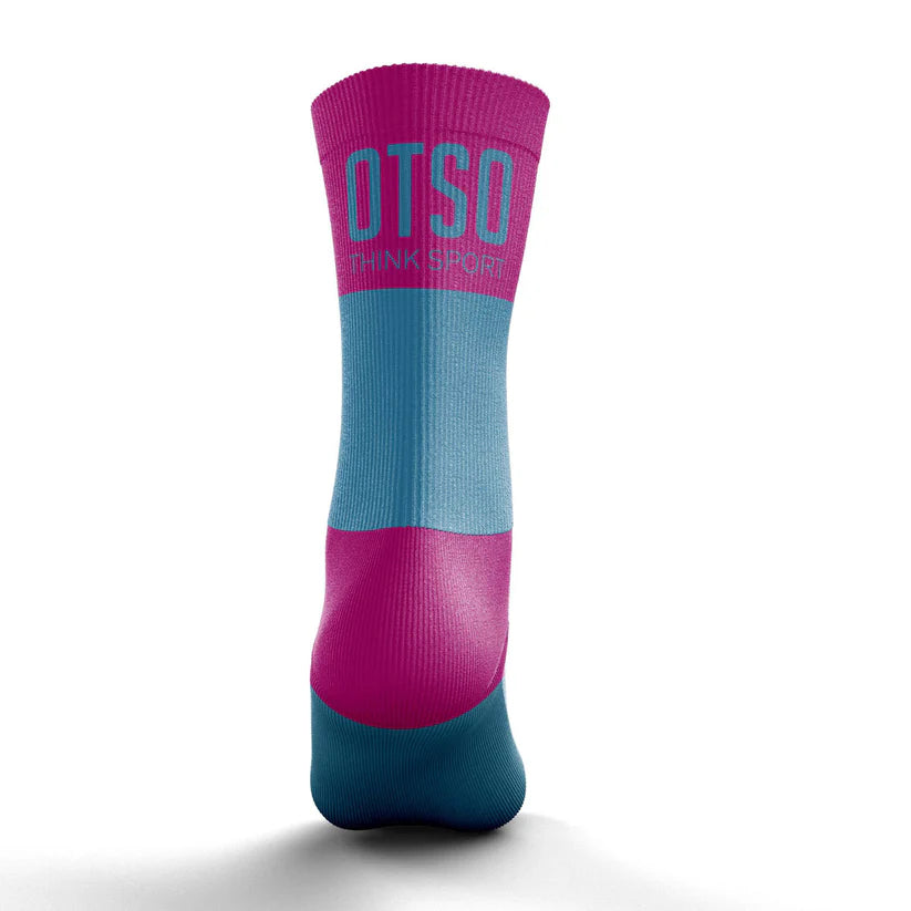 Light Blue & Fluo Pink Medium Cut Multisport Socks